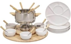 Meilleur prix ???? Kadastar Service à Fondue à La Viande Claudia 28 Pièce/s, Brun/Acier Inoxydable/Blanc - Kit De Fondue ????